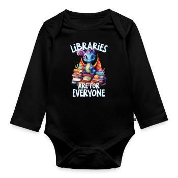 Bibliotheken Sind Für Alle Da Bibliothekar - Baby Bio-Langarm-Body - Schwarz - Vorne