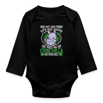 Chinchilla streicheln Nagetier Wollmaus - Baby Bio-Langarm-Body - Schwarz - Vorne
