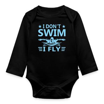 Schwimmen Schwimmbutterfly Bademeister - Baby Bio-Langarm-Body - Schwarz - Vorne