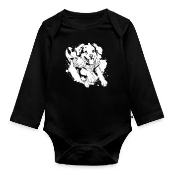 American football - Organic Longsleeve Baby Bodysuit - black - Front