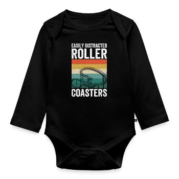 Theme Park Quote for a Theme Park Lover - Organic Longsleeve Baby Bodysuit - black - Front