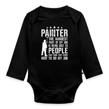 House Painter Decorator Painter - Baby Bio-Langarm-Body - Schwarz - Vorne