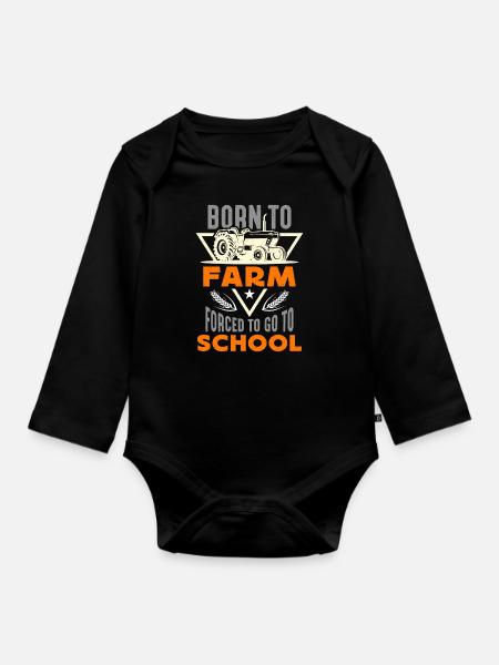 Harvester Born To Farm Forced To Tractor Operator - Organic Longsleeve Baby Bodysuit - black