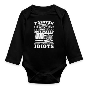 House Painter Decorator Painter - Baby Bio-Langarm-Body - Schwarz - Vorne