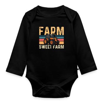 Moissonneuse-batteuse Farm Sweet Farm Farmer Moissonneuse-batteuse - Body Bébé bio manches longues - noir - Devant