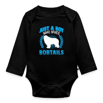 Garçon qui aime Bobtail vieux berger anglais - Body Bébé bio manches longues - noir - Devant