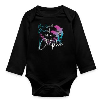 Dolphin My Spirit Animal Is A - Organic Longsleeve Baby Bodysuit - black - Front