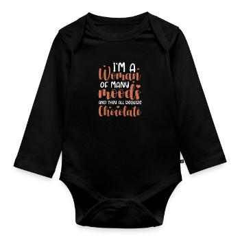 Chocolate Chocolate Food Cocoa Gift - Organic Longsleeve Baby Bodysuit - black - Front