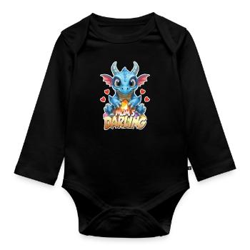 Mommy's Favorite Little Dragon Gift - Organic Longsleeve Baby Bodysuit - black - Front