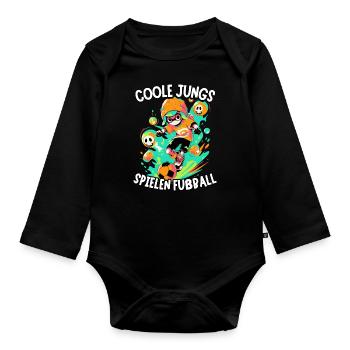 Coole Jungs spielen Fußball für Jungen Fußballer - Baby Bio-Langarm-Body - Schwarz - Vorne
