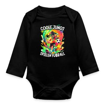 Coole Jungs spielen Fußball für Jungen Fußballer - Baby Bio-Langarm-Body - Schwarz - Vorne