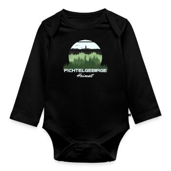 Wunderschönes grünes Fichtelgebirge - Baby Bio-Langarm-Body - Schwarz - Vorne