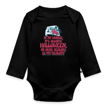 Krankenschwester Halloween Party Gag - Baby Bio-Langarm-Body - Schwarz - Vorne