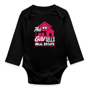 Real Estate Agent Lady Wife Girl Gift - Organic Longsleeve Baby Bodysuit - black - Front