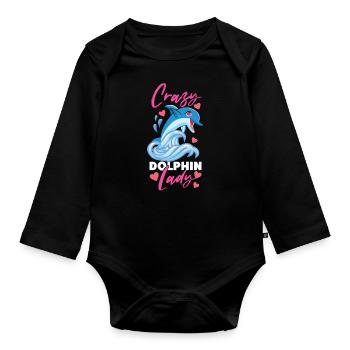 Dolphin Crazy Dolphin Lady - Organic Longsleeve Baby Bodysuit - black - Front