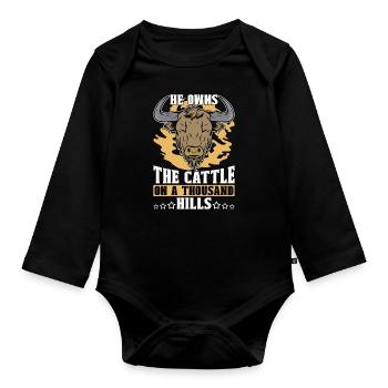 Cattle Farming He Owns The Cattle On Farm Animals - Organic Longsleeve Baby Bodysuit - black - Front