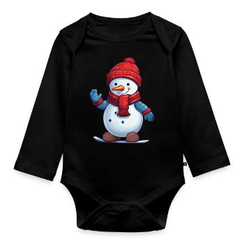 Lustiger Schneemann - Baby Bio-Langarm-Body - Schwarz - Vorne