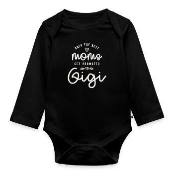 Seules les meilleures mamans sont promues à Gigi drôle - Body Bébé bio manches longues - noir - Devant