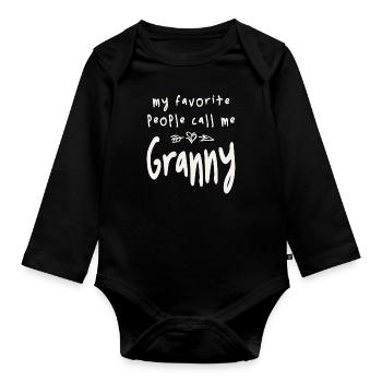 Mes personnes préférées m’appellent mamie drôle grand-mère - Body Bébé bio manches longues - noir - Devant