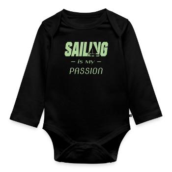 Sailing Sailer Segler Segelschiff - Baby Bio-Langarm-Body - Schwarz - Vorne
