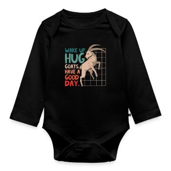Sheep And Goat Farming Wake Up Hug Goats Farming - Organic Longsleeve Baby Bodysuit - black - Front
