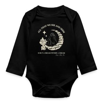 La citation de Poe « Un rêve dans un rêve » - Body Bébé bio manches longues - noir - Devant
