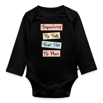 La foi sur la peur citation chrétienne inspirante - Body Bébé bio manches longues - noir - Devant