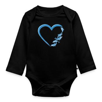Coeur de dauphin - Body Bébé bio manches longues - noir - Devant