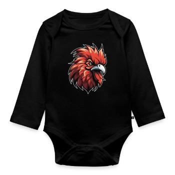 Poulet poule fou - Body Bébé bio manches longues - noir - Devant