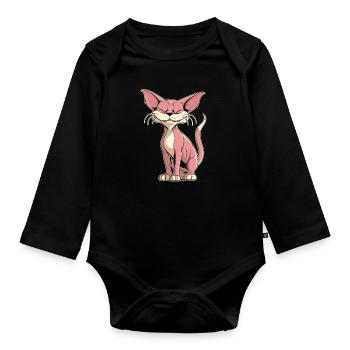 Chat Sphynx Drôle - Body Bébé bio manches longues - noir - Devant