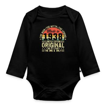 Vintage 1938 Birthday - Legendary 86th Vintage - Organic Longsleeve Baby Bodysuit - black - Front