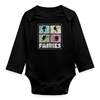 Elfe conte de fées princesse baguette - Body Bébé bio manches longues - noir - Devant