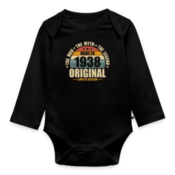 Legendary 1938 Birthday - Organic Longsleeve Baby Bodysuit - black - Front