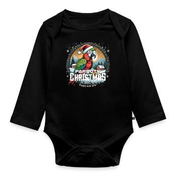 Christmas Parrot - Parroty Christmas - Organic Longsleeve Baby Bodysuit - black - Front