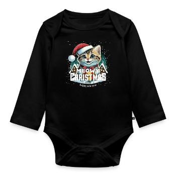 Chat de Noël - Miaouss, Noël - Body Bébé bio manches longues - noir - Devant