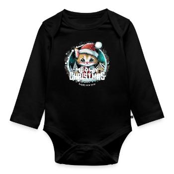 Chat de Noël - Miaouss, Noël - Body Bébé bio manches longues - noir - Devant