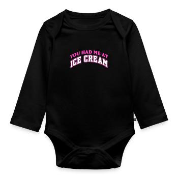 Crème glacée Crème glacée Crème glacée Cadeau d’été - Body Bébé bio manches longues - noir - Devant