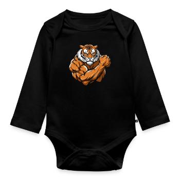 Fitness Tiger - Body Bébé bio manches longues - noir - Devant