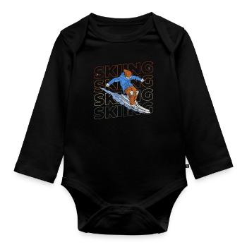 Snowboard Sport Ski alpin Vacances - Body Bébé bio manches longues - noir - Devant