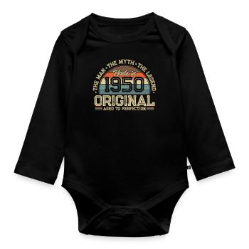 Stylish 1950 Birthday Legendary for 74 Years - Organic Longsleeve Baby Bodysuit - black - Front