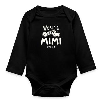World's Best Mimi Ever Funny Grandma - Organic Longsleeve Baby Bodysuit - black - Front