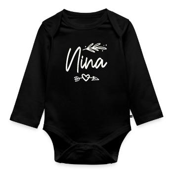 J’aime Nina Drôle Grand-mère - Body Bébé bio manches longues - noir - Devant