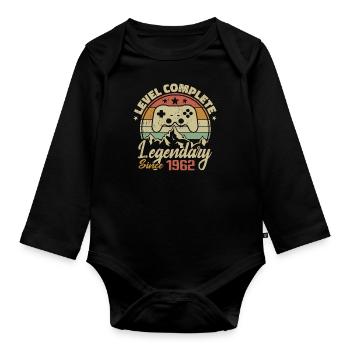 1962 Komplettes Level-Geburtstagsgeschenk - 1962 - Baby Bio-Langarm-Body - Schwarz - Vorne