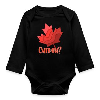 Canada Bébé Feuille d’érable Mignon-Eh - Body Bébé bio manches longues - noir - Devant