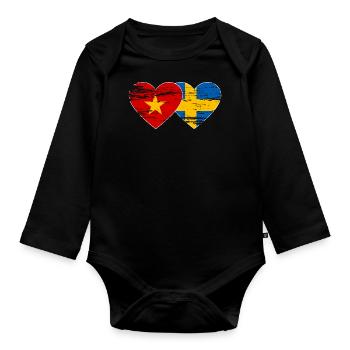Viêt Nam Suède Drapeau Coeur - Body Bébé bio manches longues - noir - Devant