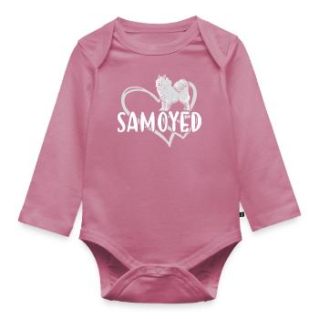 Samoyed Heart - Organic Longsleeve Baby Bodysuit - mauve - Front