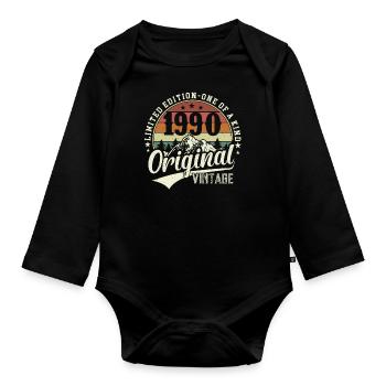 Chemise d’anniversaire emblématique des années 1990 - Body Bébé bio manches longues - noir - Devant