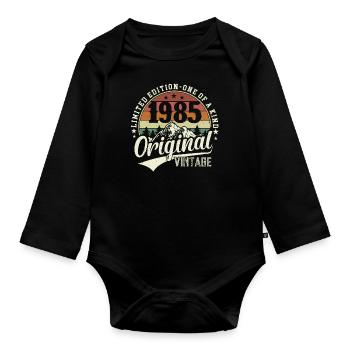 Stilvoller 1985 Geburtstag - Zeitlose Retro-Feier - Baby Bio-Langarm-Body - Schwarz - Vorne