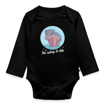Hippopotame bébé hippopotame hippopotame cadeau - Body Bébé bio manches longues - noir - Devant
