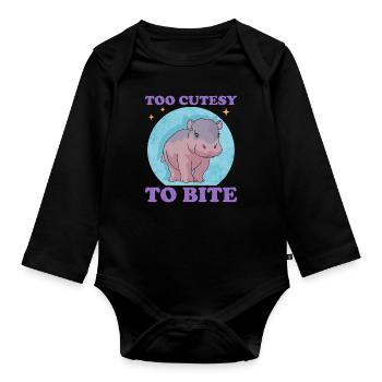 Hippopotame bébé hippopotames hippopotame cadeau - Body Bébé bio manches longues - noir - Devant